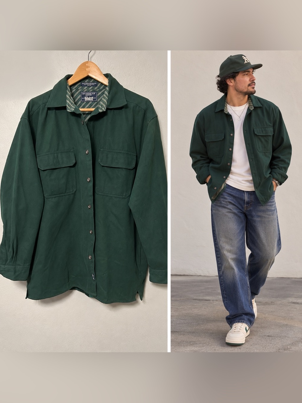 Levi Strauss Men’s Long Sleeve Lined Heavyweight Button Down Green Shirt Sz XL